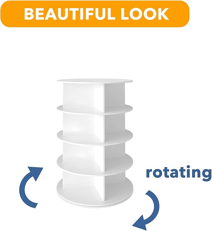 SpaceAid 4 Tier Rotating Shoe Rack Tower, Spinning Shoe Display Lazy Susan - Image 7