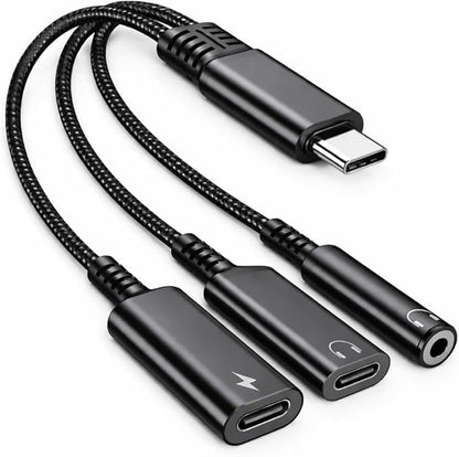 Mizi USB-C Headphone and Charging Adapter 3-in-1 – Type-C to 3.5mm Audio Jack + by Mizi