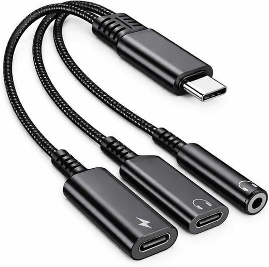 Mizi USB-C Headphone and Charging Adapter 3-in-1 – Type-C to 3.5mm Audio Jack + by Mizi