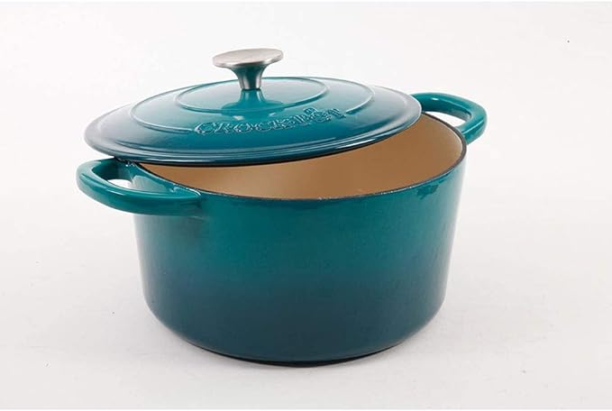 Crock-Pot Artisan 5-Quart Round Enameled Cast Iron Dutch Oven – Teal Ombre - Image 4