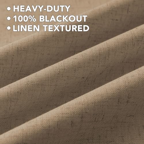 h.versailtex 100% blackout linen curtains 63" l heathered showing dimensions