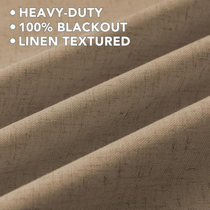 h.versailtex 100% blackout linen curtains 63" l heathered showing dimensions