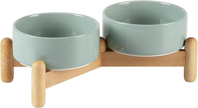 Ceramic 5.1inch Raised Double Bowls Set by Havniva