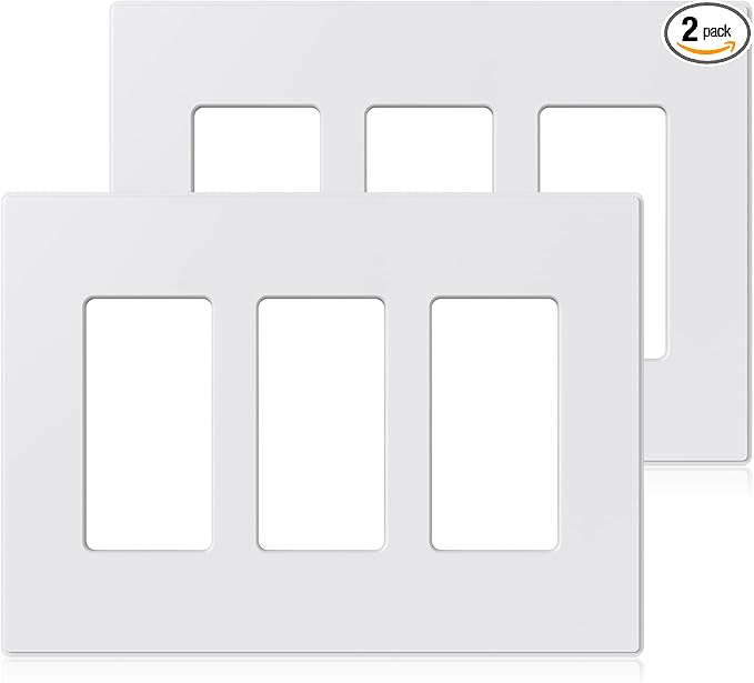 ELEGRP 3-Gang Screwless Decorative Wall Plates, Mid-Size Unbreakable by ELEGRP%7CELEGROUP