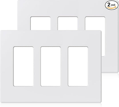 ELEGRP 3-Gang Screwless Decorative Wall Plates, Mid-Size Unbreakable by ELEGRP%7CELEGROUP