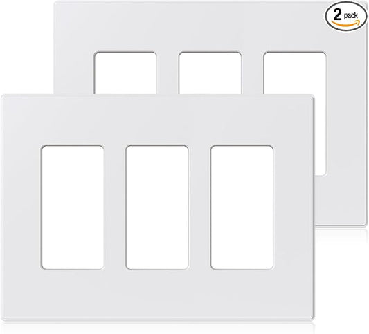 ELEGRP 3-Gang Screwless Decorative Wall Plates, Mid-Size Unbreakable by ELEGRP%7CELEGROUP