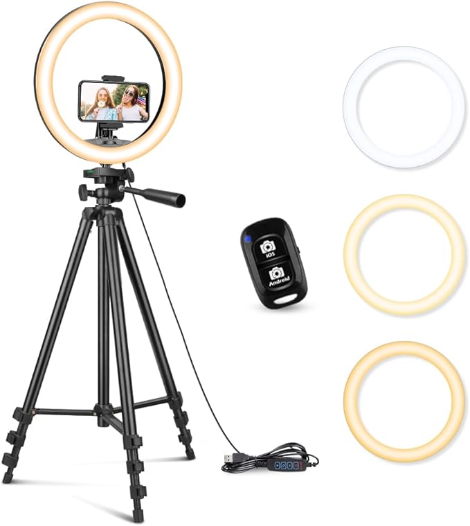 Sensyne 12'' Ring Light with 50'' Extendable Tripod Stand, LED Circle Lights by sensyne