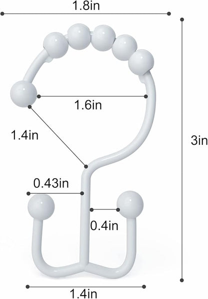 Shower Curtain Hooks, Goowin Shower Curtain Rings, Stainless Steel Shower - Image 3