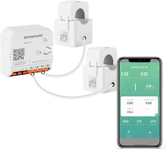 Smart Home Energy Monitor with 2 x 120A CTs, Live Electricity Usage Tracking by Blindsmart