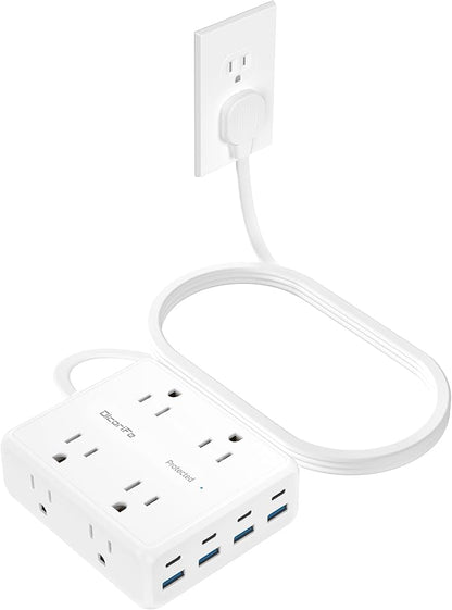 Olcorife Power Strip 8 AC with 8 USB Ports, 10 FT Flat Plug Extension Cord by olcorife