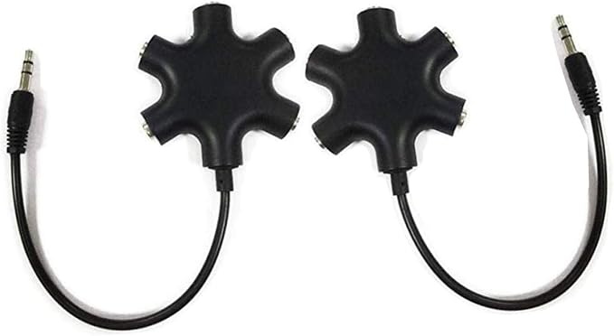Headphone Audio Splitter 5 Ways Adaptor 3.5mm Audio Stereo Splitter Cable Male by JWCE.
