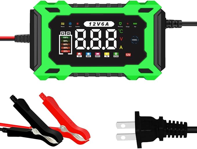 6-Amp 12V Smart Car Battery Charger, Battery Maintainer Trickle Charger - Image 2