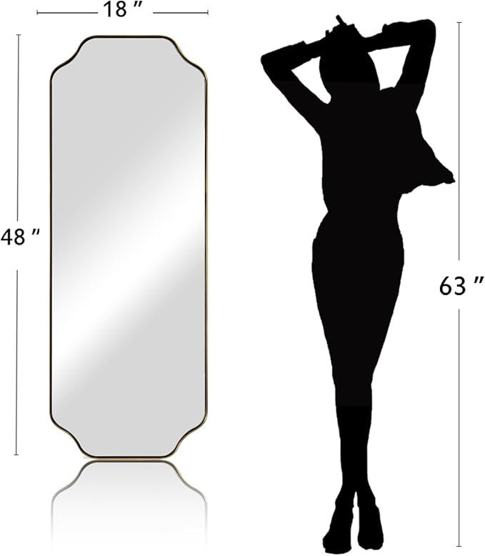 ANDY STAR 18" x 48" Full Length Wall Mirror, Large Brushed Gold Bathroom Mirror - Image 2