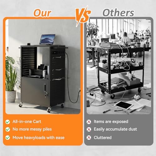 mobile av cart, heavy duty rolling computer cart, package contents