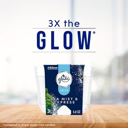 Glade 3-Wick Scented Candle Jar, Sea Mist & Cypress, Air Freshener Infused - Image 4