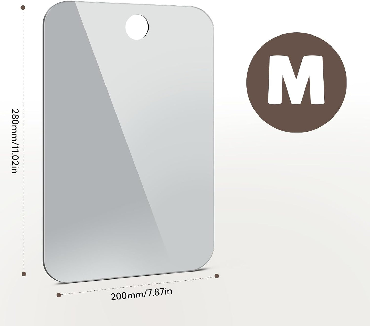 Shower Mirror Fogless for Shaving Anti-Fog Frameless Wall Hanging Makeup,11.02" L x 7.87" W,Darkgrey