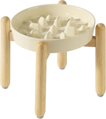 Ceramic 1.6 Cup Dog Raised Slow Feeder Set, Elevated Bowl by Havniva