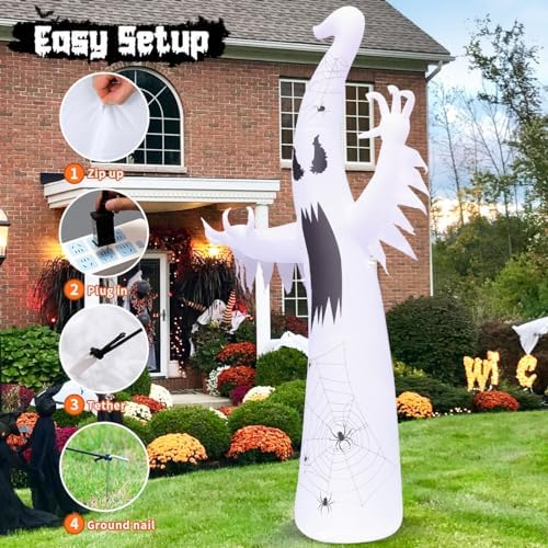 GOOSH 12 FT Halloween Inflatables Ghost Outdoor Decorations Blow Up Yard Gian...