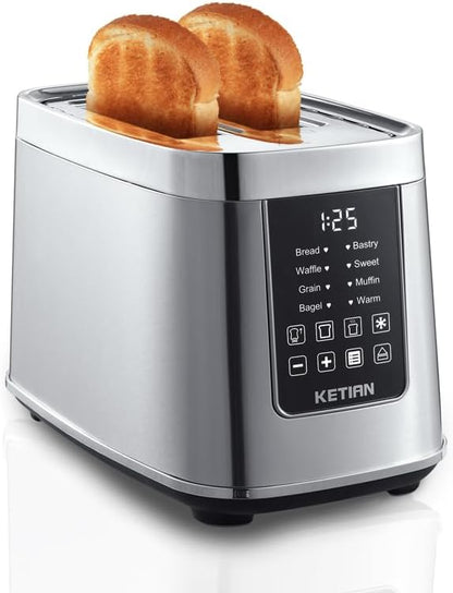 Smart Touch Screen Toaster 2 Slice, KETIAN Automatic Digital Stainless Steel by KETIAN
