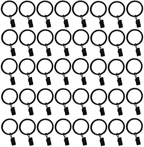 2 Inch - Set of 40 - Metal Curtain Rings with Clips and Eyelets - TEJATAN (Also Known as Rings with Curtain Clips/Curtain Clip Rings/Drapery Rings)