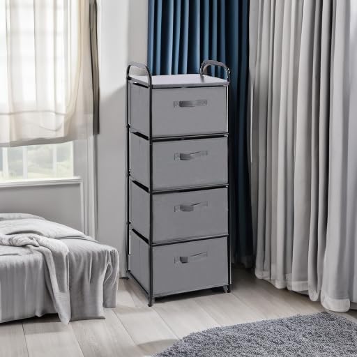 MAX Houser 4 Drawer Fabric Dresser Tall Storage Tower, Dresser Chest - Image 5
