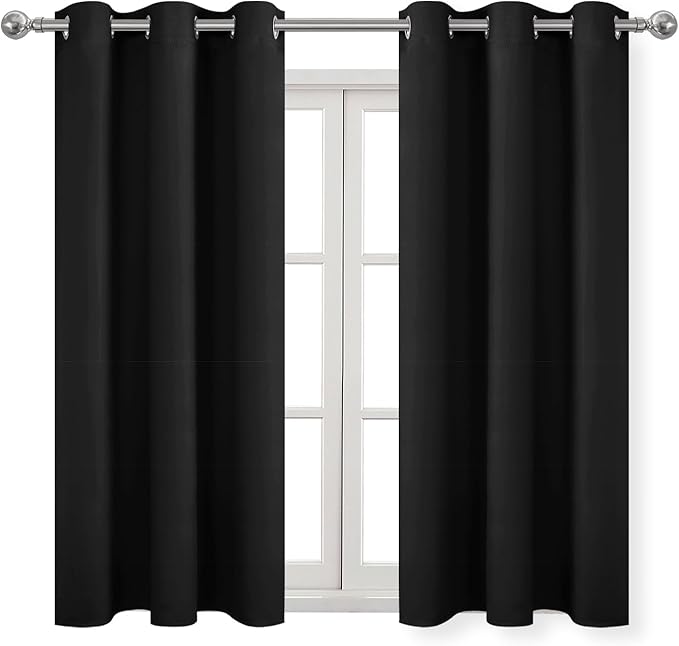 DWCN Black Blackout Curtains for Bedroom, Room Darkening Curtains 45 Inches - Image 8