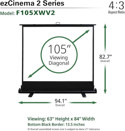Elite Screens ezCinema 2 Projector Screen, 105-inch 4:3 Portable Manual Floor - Image 5