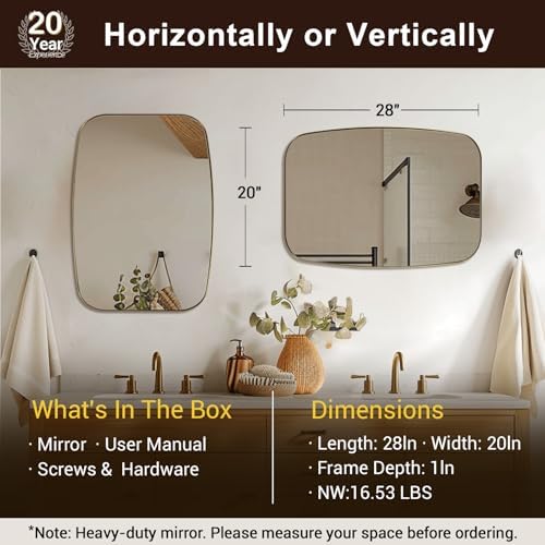 andy star oval mirrors for bathroom, 20x28 gold shown in use