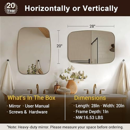 andy star oval mirrors for bathroom, 20x28 gold shown in use