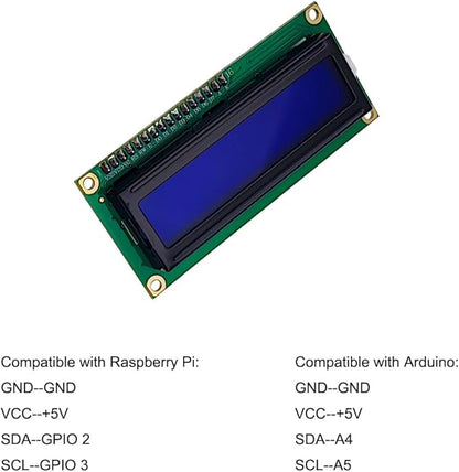 Haldzemo 1602 LCD Screen Display Module 1602A 16x2 Character Serial Blue - Image 3