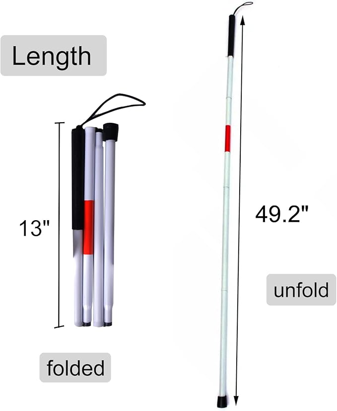 Baitaihem Folding Blind Cane Reflective Red Folding Walking Stick - Image 3