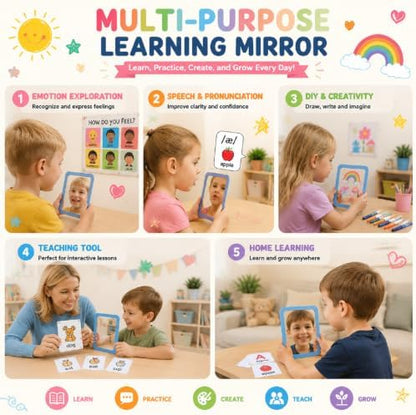 10 Pcs 6x4 Shatter Proof Unbreakable Kids Mirrors, Warm Colors | Unbroken, Child-safe Design, for Nursery School Decor, Classroom Bulletin Board DIY Crafts, Speech Learning, Emotion Control