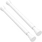 2PCS White Tension Curtain Rod 16 to 26 Inch Adjustable No Drilling | Rust-Resistant, No Slip, Small Spring Curtain Rods for Window, Kitchen, Closet, Cupboard, Bookshelf & DIY Projects