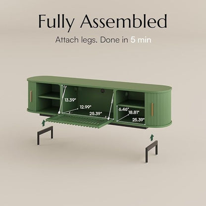 POVISON Fully-Assembled Modern Green TV Stand - Image 5