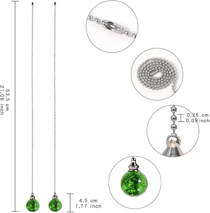 2PCS Green Pull Chain Crystal Glass Ice Cracked Ball Pull Chain - Image 2