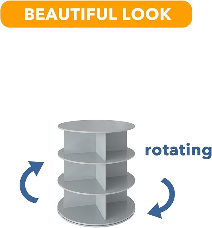 SpaceAid 3 Tier Rotating Shoe Rack Tower, Spinning Shoe Display Lazy Susan - Image 7