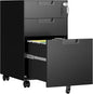 3 Drawer File Cabinet with Lock, Fully Assembled Metal Mobile Filing Cabinets by AFAIF