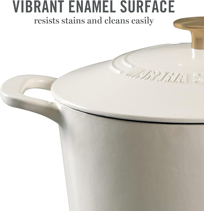 MARTHA STEWART Gatwick 7-Quart Enamel Cast Iron Dutch Oven – Linen White - Image 3