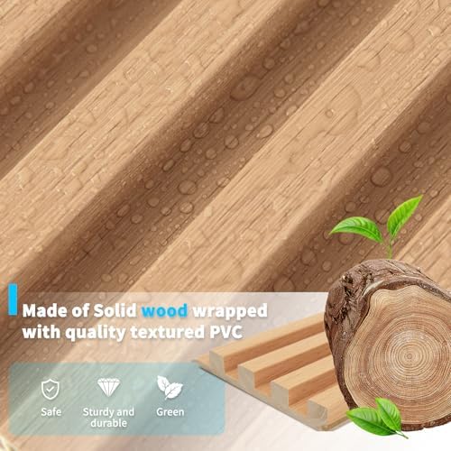 art3d 108 x 5.7 inch slat solid wood, front angle view