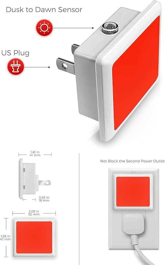 L LOHAS LED Red Night Lights Plug into Wall 6-Pack, 0.3W Plug in Night Light - Image 5
