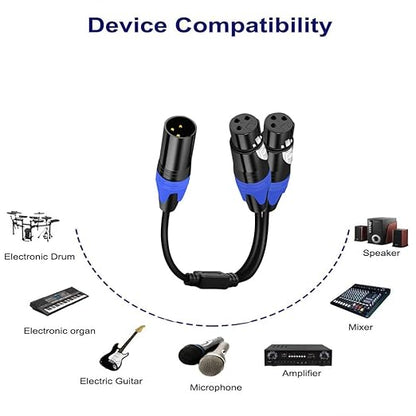 1 Male to 2 Female XLR Y Splitter Micrphone Cable, 3pin Male to Dual Female - Image 3