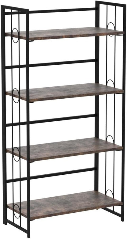 4NM No Assembly 4 Tiers Folding Bookshelf, 47.2" H Foldable Storage Shelves - Image 5