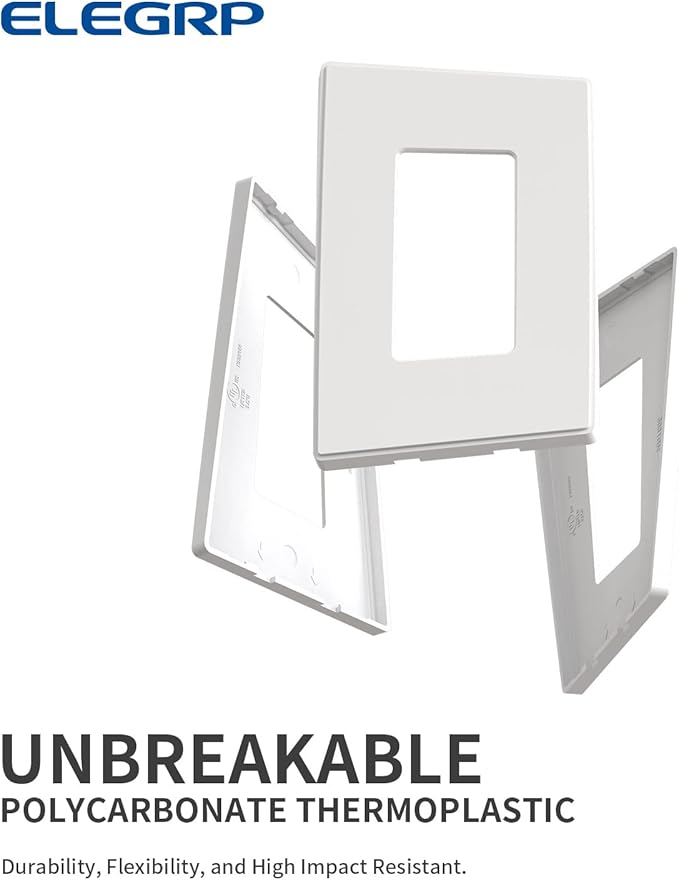 ELEGRP 1-Gang Screwless Decorative Wall Plates, Mid-Size Unbreakable - Image 4