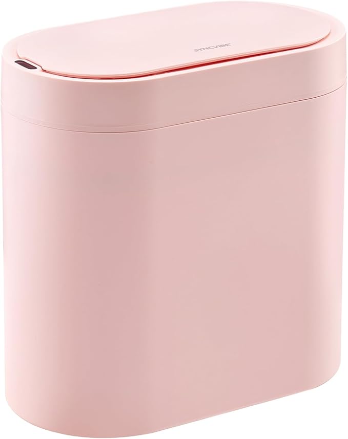 Bathroom Trash Can with Lid 2 Gallon Slim Motion Sensor Garbage Can Narrow by SYNCVIBE