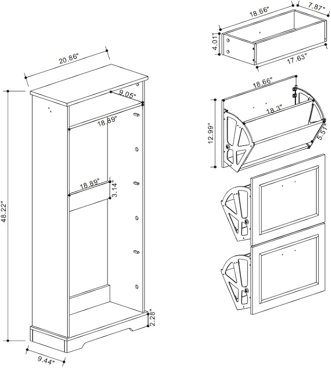 Shoe Storage Cabinet with 3 Flip Drawers&1 Drawer, Freestanding Shoe Cabinet - Image 2