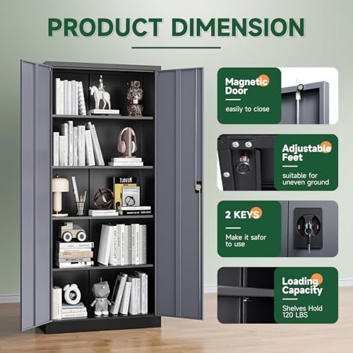 letaya metal garage storage cabinets with lock door showing dimensions