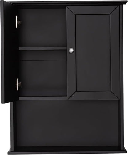 Black Wall Cabinet 24x30 Inch Wooden Over The Toilet Storage Cabinets - Image 6