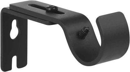 Heavy Duty Adjustable Curtain Rod Brackets and Holders - For 1 1/8 Inch & 1 1/4 Inch Rod, 2 PCS Black
