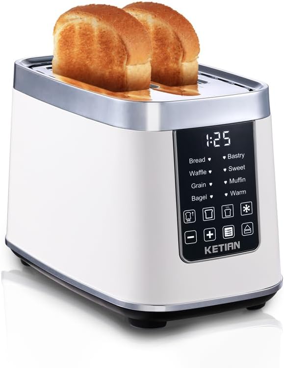 Smart Touch Screen Toaster 2 Slice, KETIAN Automatic Digital Stainless Steel by KETIAN