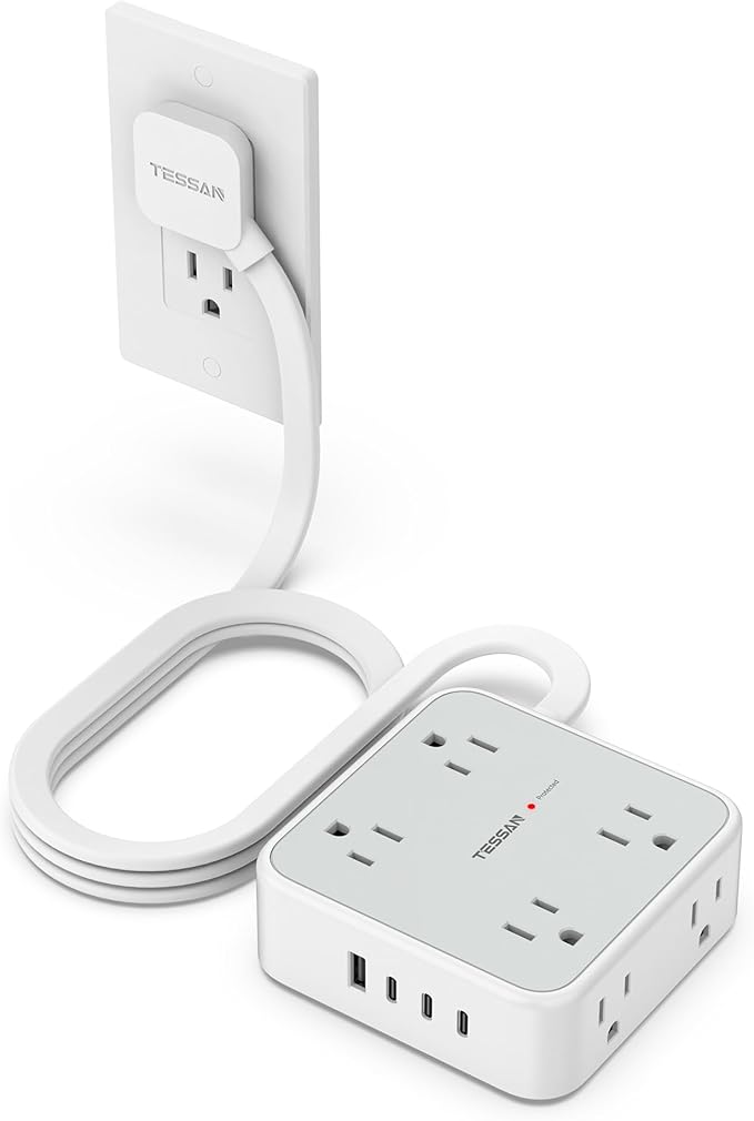 Surge Protector Power Strip, TESSAN 5 FT Extension Cord by TESSAN